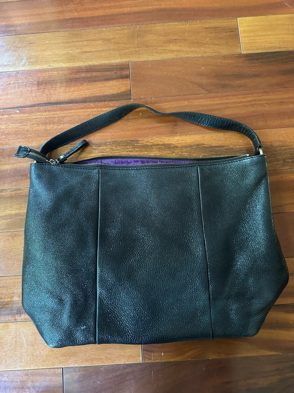 Kate Splade black leather slouch bag